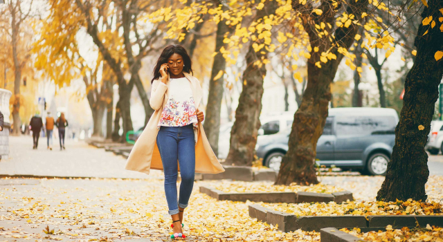 black woman standing autumn city2