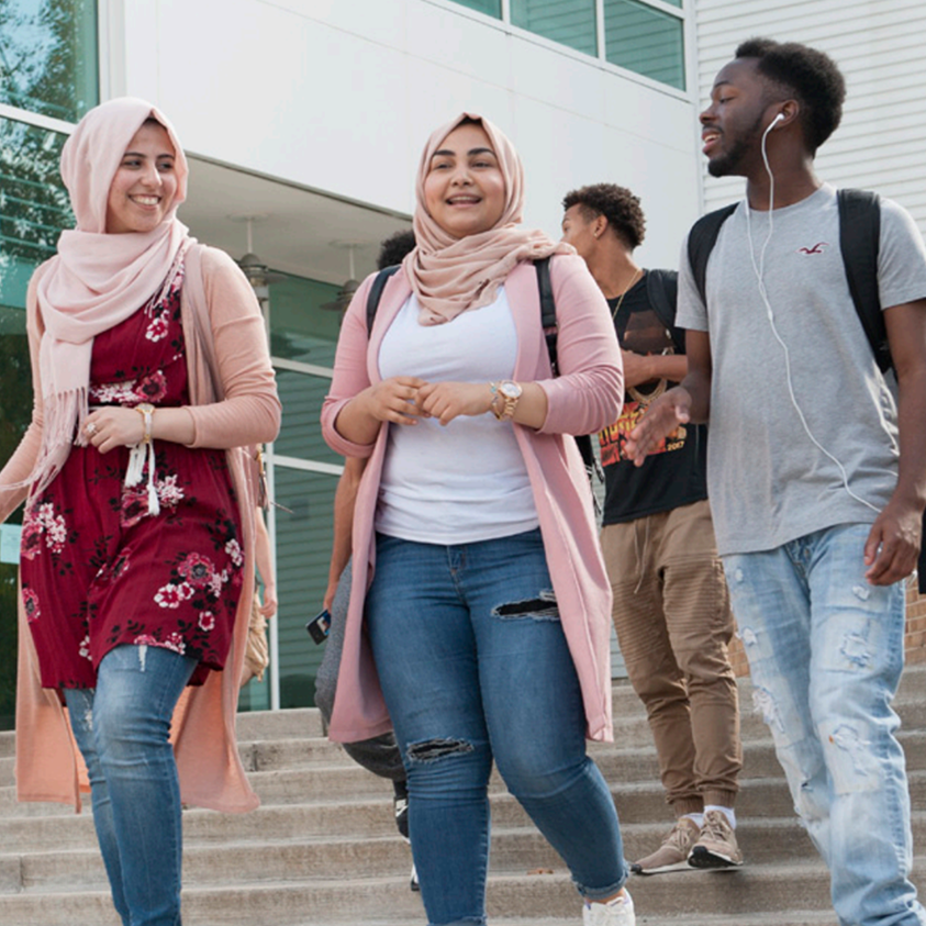Students walking